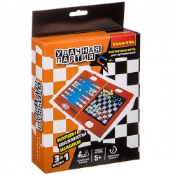 Удачная партия BONDIBON, 3в1 ( шахматы, шашки, нарды), ВОХ 15,5x20x4,2 см, арт. HF9686.